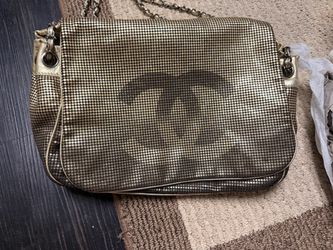 Gold Metallic Mesh Chain Shoulder Bag