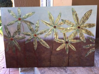 Metallic flower canvas frame 59" x 39"