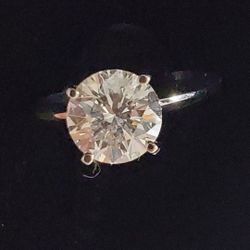 2.04 Carat h VS2 Round Diamond Set In 14K Ring. Gorgeous Sparkle