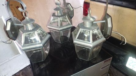 Set of Wall lamps exterior used 15" hx 8" w
