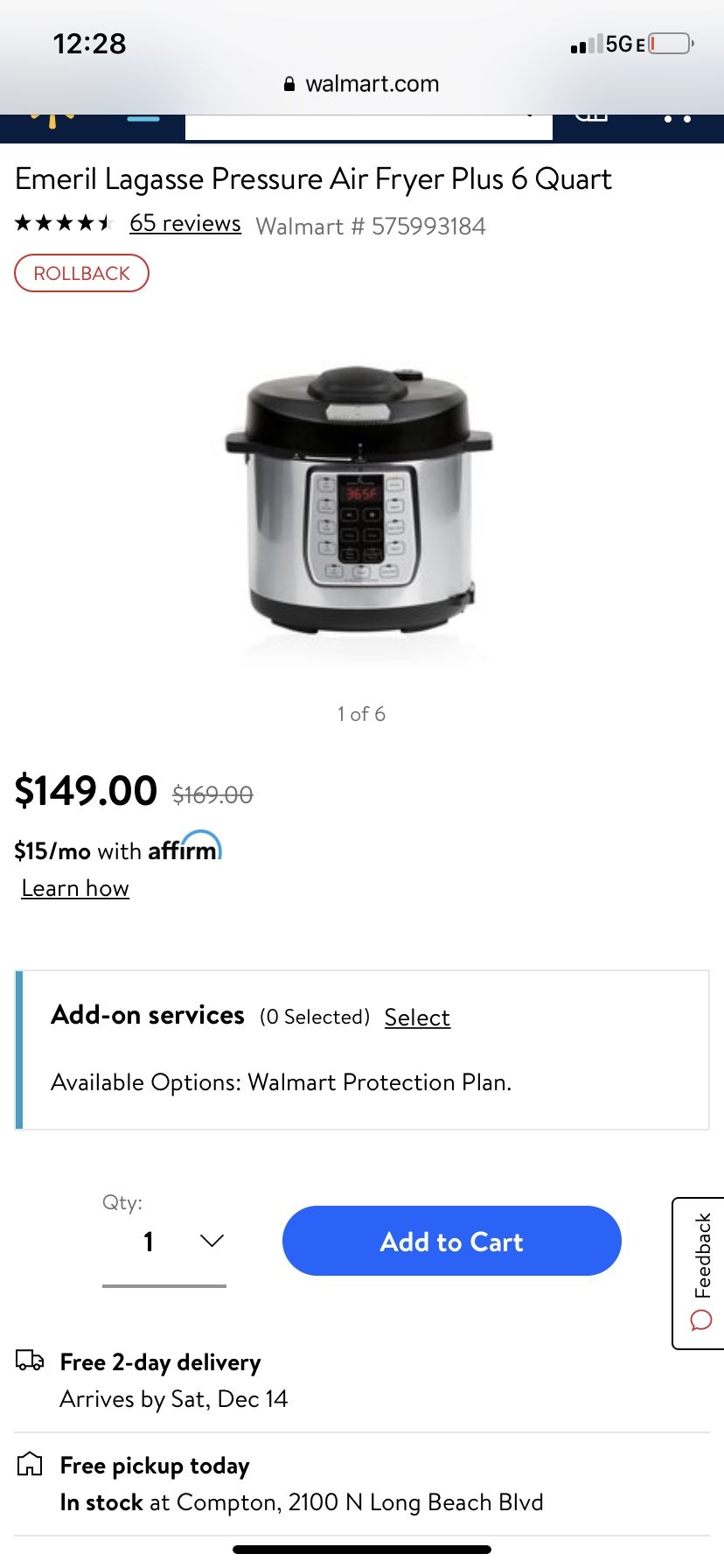 Emeril Lagasse Pressure Air Fryer Plus Quart