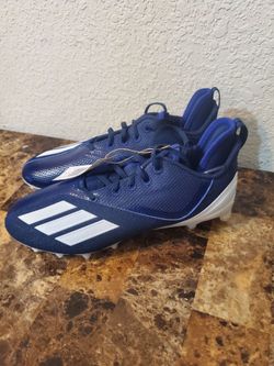 New Adidas FX4250 Adizero Scorch Navy Blue White Mens Size 10 Football Cleats
