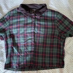 Green Plaid Cropped Shirt