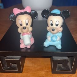 Vintage Disney Baby Minnie And Mickey Mouse Porcelain Figurines 