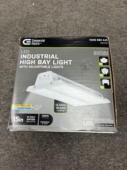 Commercial Electric 1-Pack 15 in. 19000 Lumens 120-277V Dimmable Adjustable Beam Selectable CCT and Lumens Integrated LED High Bay Light