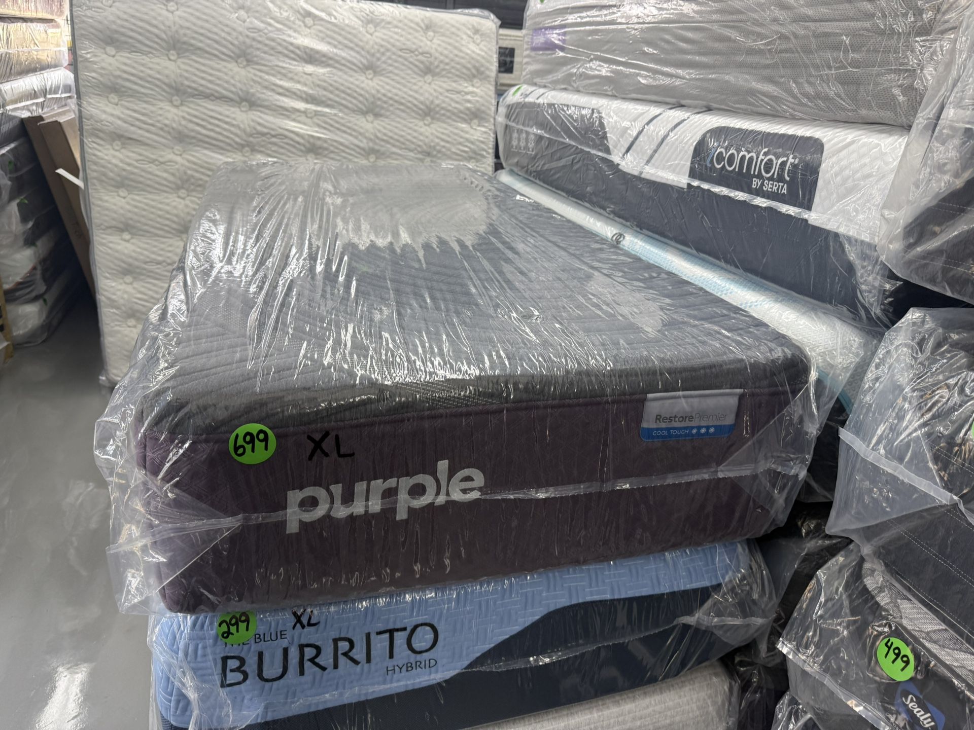 TWIN XL PURPLE RESTORE PREMIER MATTRESS & BOX SPRING BED SET