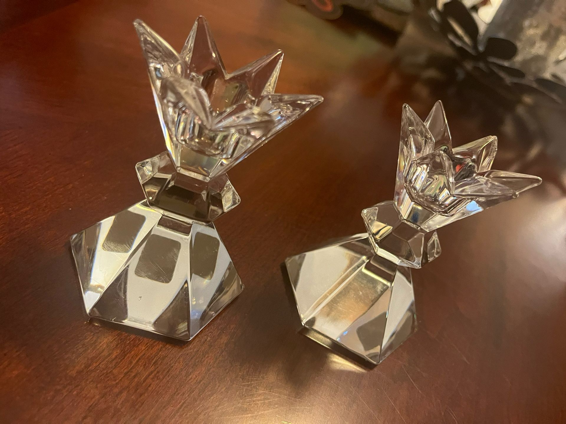 Set Real Crystal Candle Stick Holders