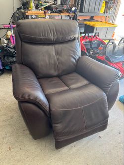 Brown leather recliner