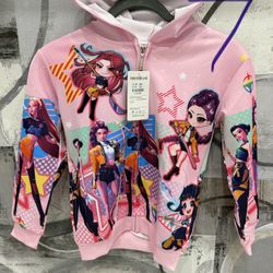 Kpop Demon Hunter Zip-Up Hoodie Size 7 Light Pink