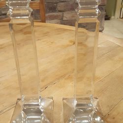 2 Tall Glass Candle Holders 