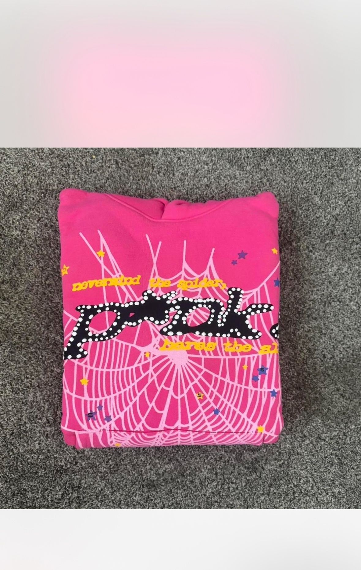 Size Medium Pink Spider World Wide Hoodie 