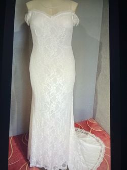 White Lace Off-Shoulder Wedding Dress