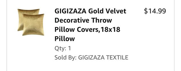 2 18x18 Gold Pillow Cases