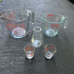 Pyrex Glass Measuring Cups + Shot Glasses & Lab Beaker – Kitchen Set