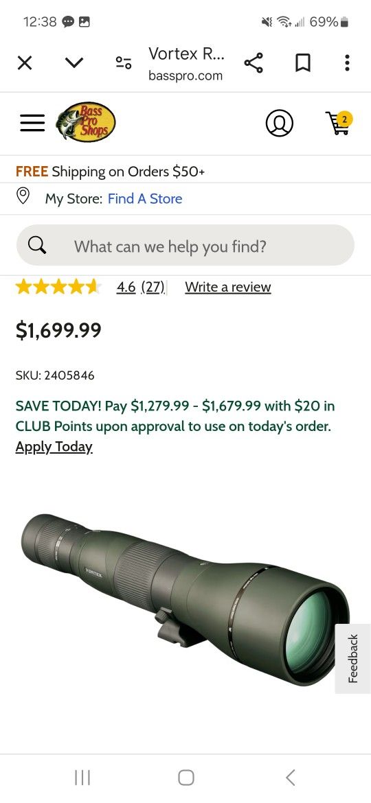 Vortex Razor Ultra HD 85mm Spotting Scope