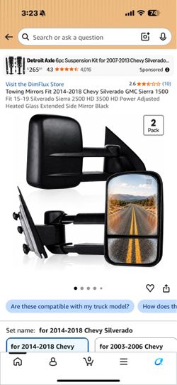 Pair 2014-2018 Chevy Silverado GMC Sierra 1500 2500 HD 3500 HD Power Adjusted heated towing mirrors