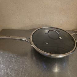Wok pan Hybrid 13 inch Wok with Lid Stainless Steel Woks & Stir-fry pans Nonstick