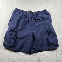 Vintage Columbia Outdoor Board Shorts/Trunks Men's L Belt Liner Blue Nylon #558