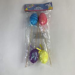 Multi-Color Foam Easter Egg Picks 4count Pack - NEW