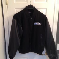 Black Letterman Style Seahawks Jacket