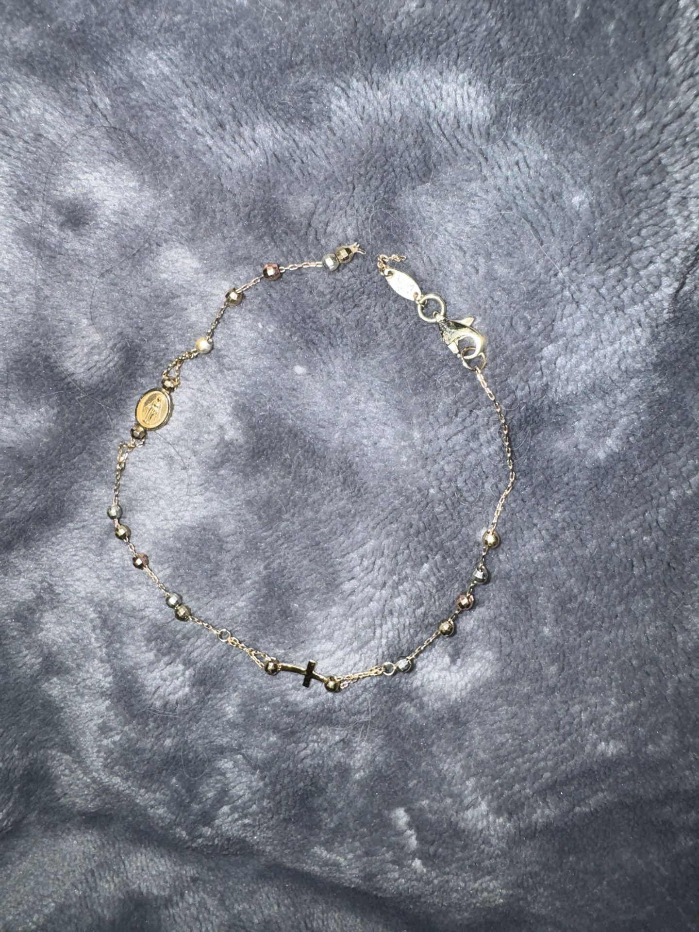 Tri Color Gold Rosary Bracelet 