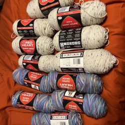 12 Skeins Of Red heart Yarn 
