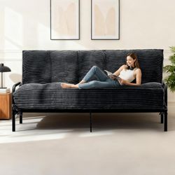 New | 10" Full Size Futon Mattress, Thick Corduroy Roll-Up Design｜Amazon Retail $169.59