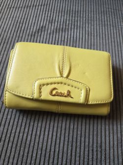 Coach Yellow Leather Compact Wallet