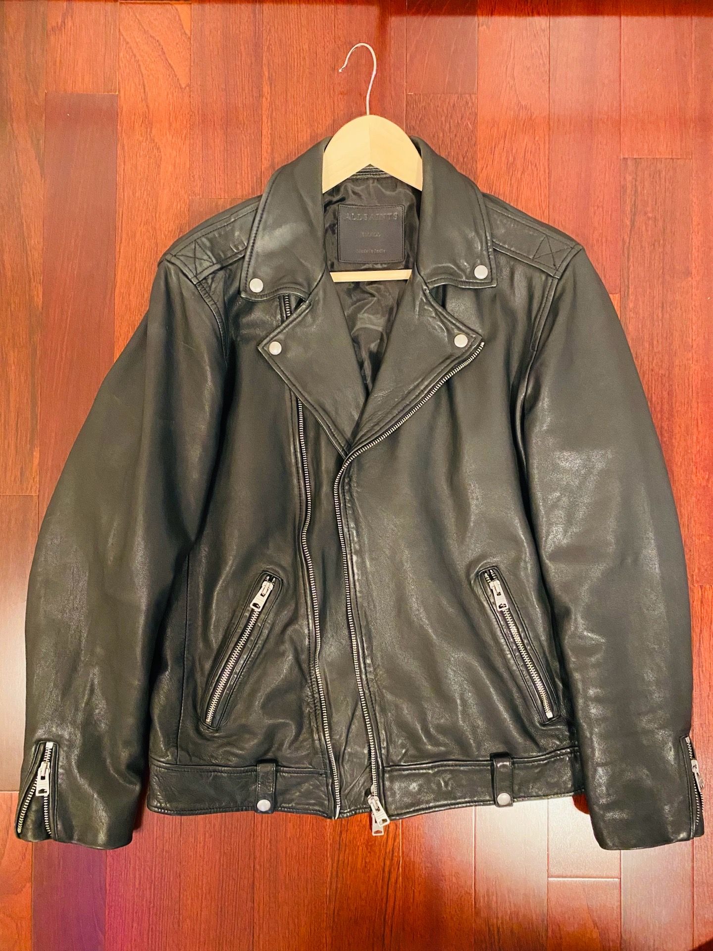 Men’s AllSaints Lambskin Leather Biker Jacket! Size Small. Mint Condition.