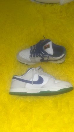 Nike Low Dunks,Blue,Grey,Green,And White,Size 6