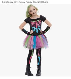New! Girls Funky Punky Bones Costume