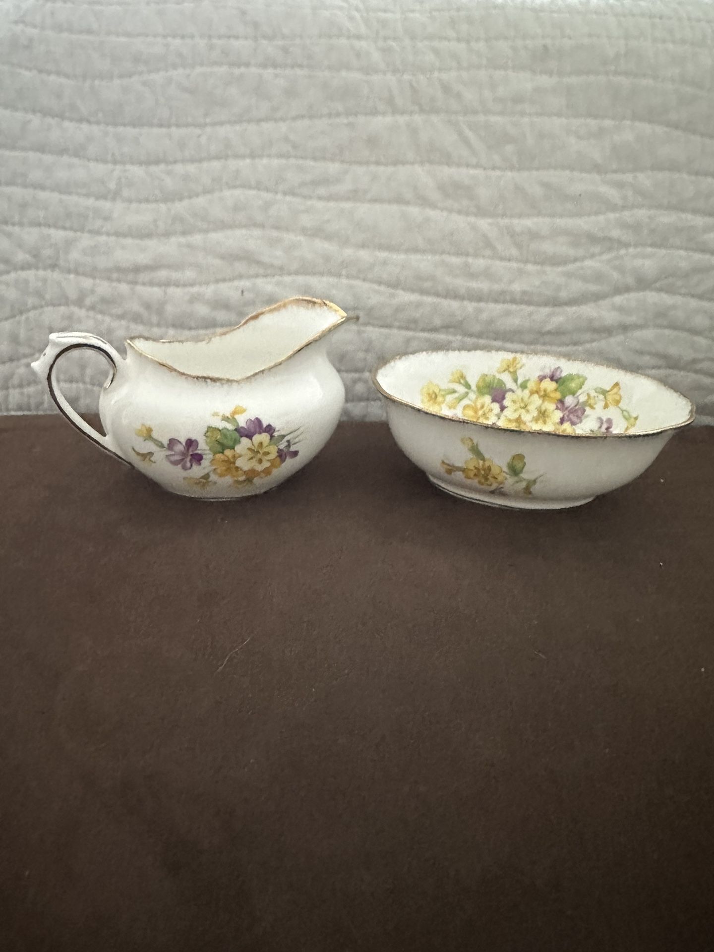 Royal Albert England Bone China PRIMULETTE Pattern Vintage Sugar & Cream Set