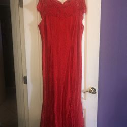 Long Red Lace Dress 