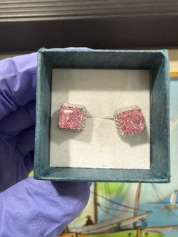Pink Stud Earrings Sterling Silver