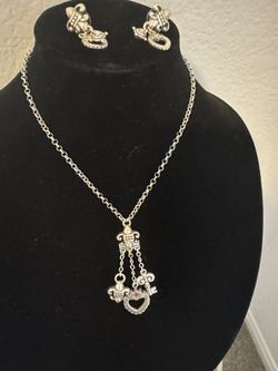 Brighton Fleur De Lis And Heart Necklace And Earrings 