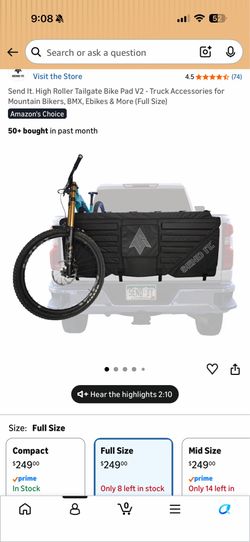 Full size truck bed bike tailgate holder