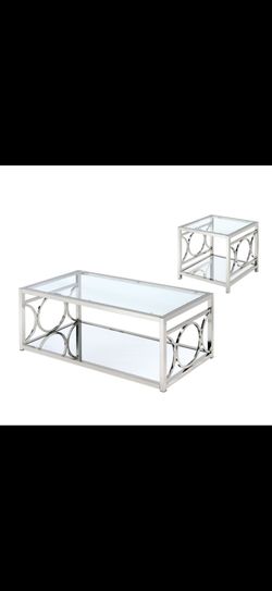 3 piece chrome coffee table set