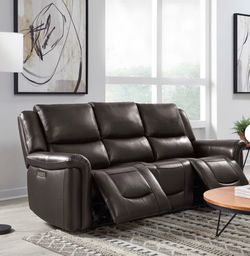 Alba Leather Power Reclining Sofa with Power Headrests
