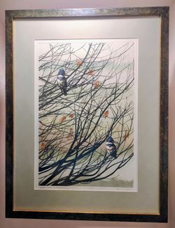 Sueellen Ross Kingfishers 77/350 Framed 32x26 Waterworks