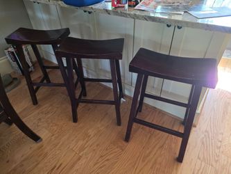 3x bar stools dark brown
