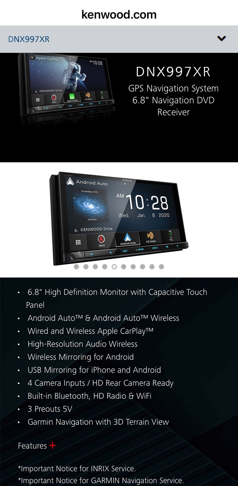 Kenwood Excelon Reference DNR1007XR Navigation And Stereo