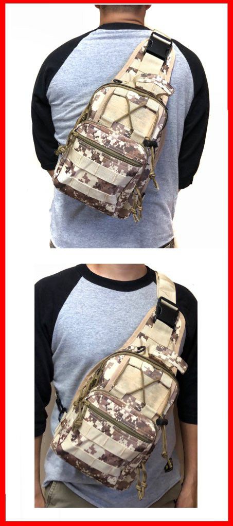 NEW! Tan Digital Tactical Molle Handy Crossbody/Shoulder/Side Bag/Sling For Everyday Use/Traveling/Sports/Gym/Hiking/Biking/Hunting/Fishing/Camping