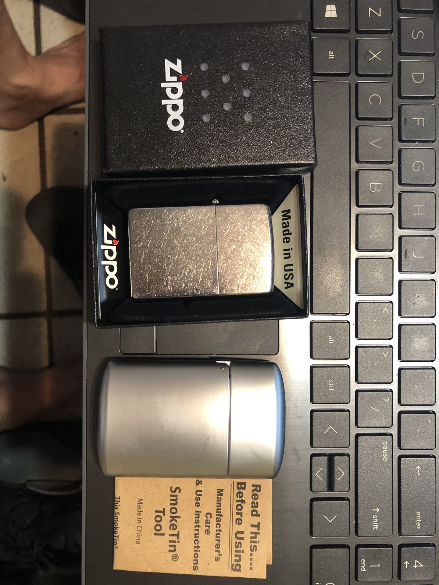 Zippo Lighter and Smoke Tin Tool