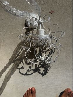 White chandelier crystals light
