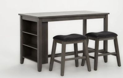 Grey Counter Height Dining With Shelves & 2 Stools $390 OBO