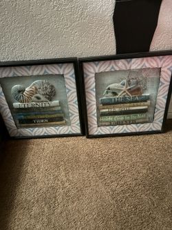 Set of 2 Coastal Nautical Framed Wall Art Prints