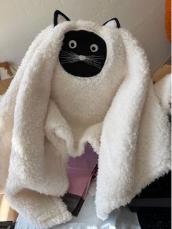 Pottery Barn Halloween Ghost Kitty Cat Plushie Pillow