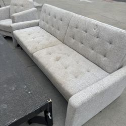 Folding Sofa & Bed Chrome 3 Seater And Armchair Set