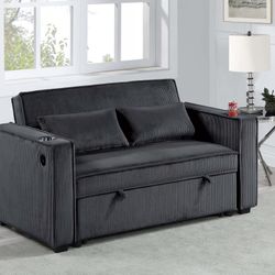 Black Corduroy Sofa Bed 