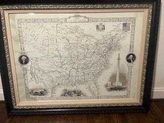 Vintage Style 1850 United States Framed Map – Washington & Franklin